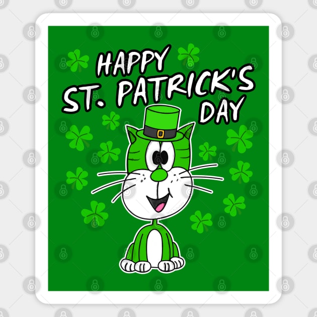 Happy St. Patrick's Day 2022 Cat Leprechaun Funny Magnet by doodlerob